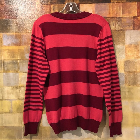 TALBOTS Italian Merino Wool Striped VNeck Sweater - Picture 2 of 6